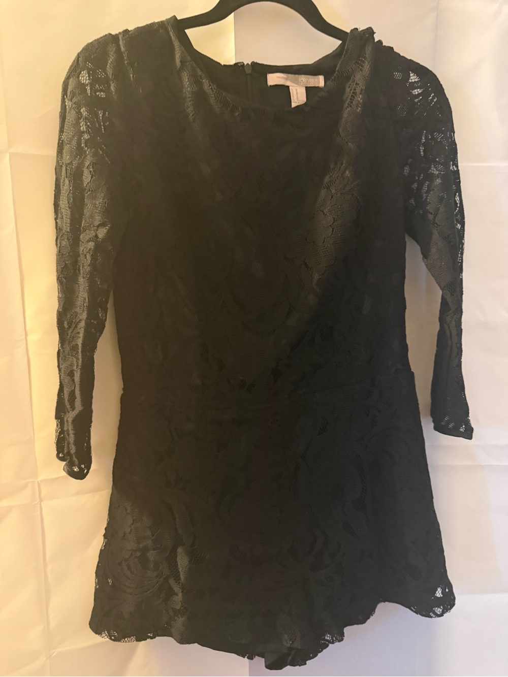 Forever 21 Black Lace Long-Sleeve Women's Romper goth Halloween parties holiday